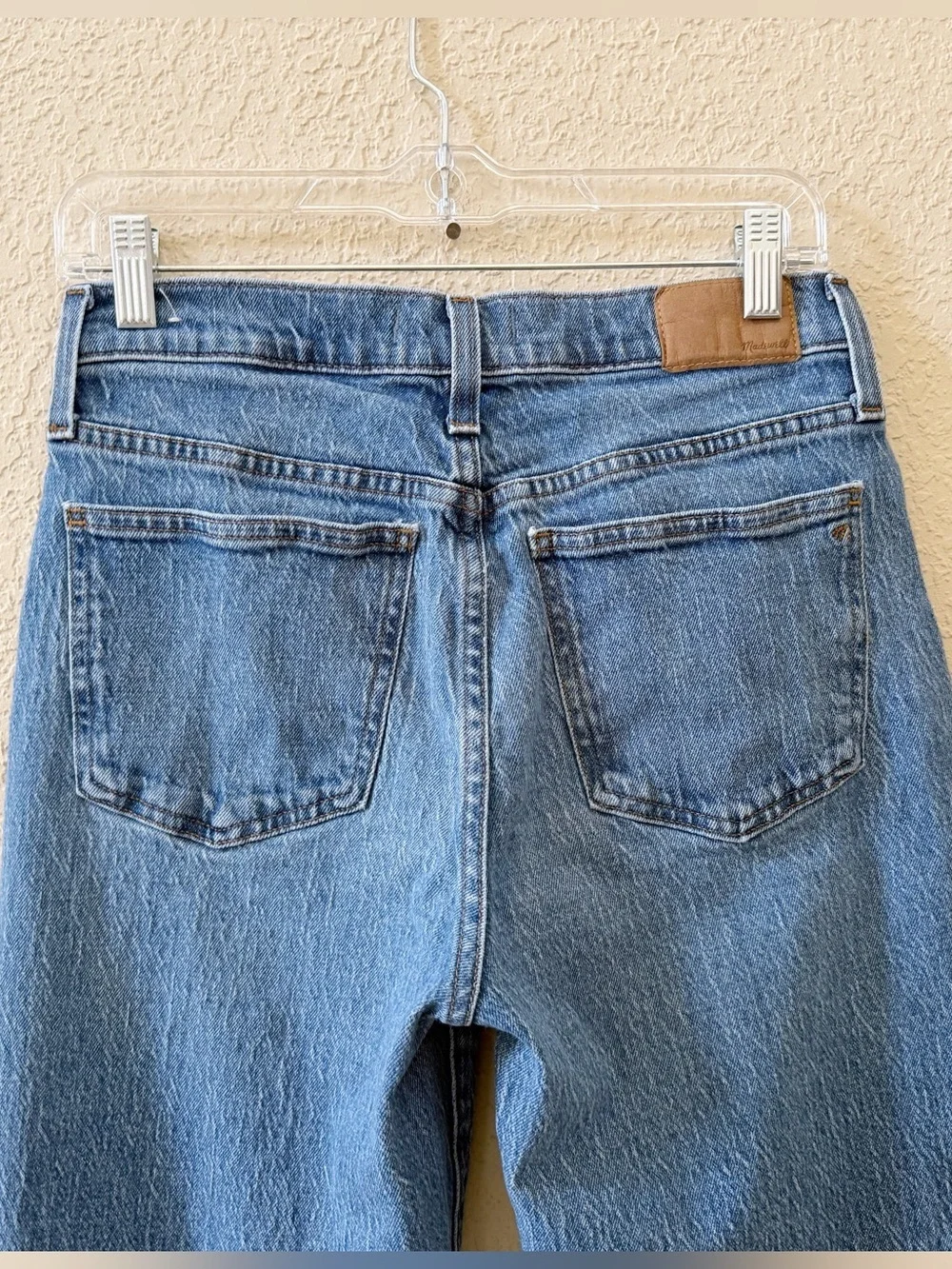 Madewell Jeans The Mid Rise Perfect Vintage Crossover Zipper Raw Hem Blue 27
